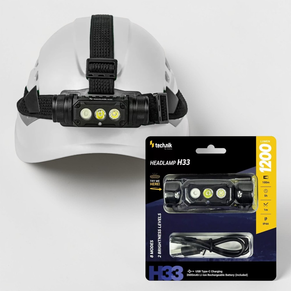 Fejlámpa Technik H33 (+1x18650) SST20 LED + USB-C (1200 lumen) (